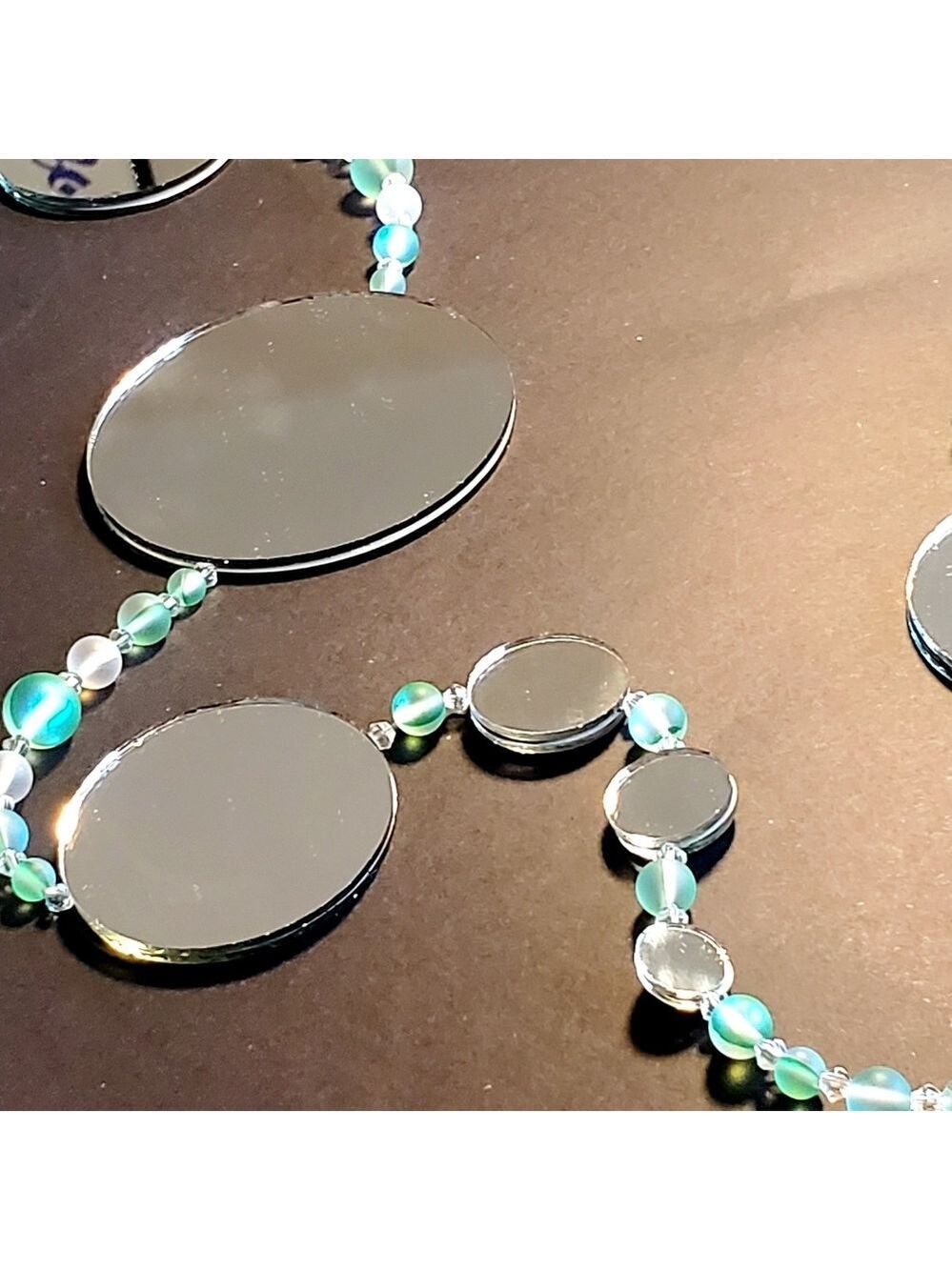 SUNCATCHER Green, Blue, Opal Glass Beaded Original Handcrafted Hanging Décor